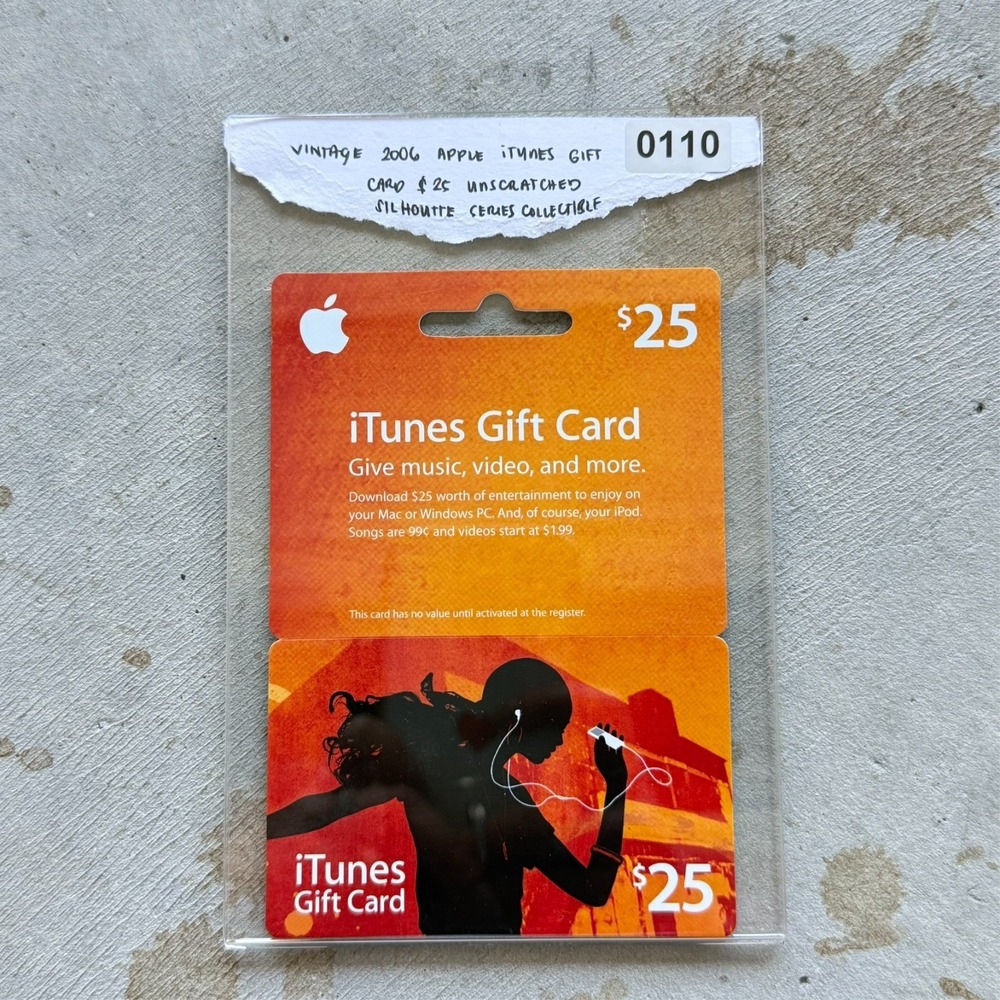Vintage‎ 2006 Apple iTunes Gift Card $25 Unscratched Silhouette Rare Collectible